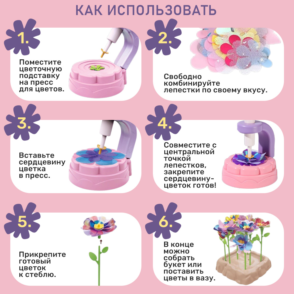 Набор для творчества TIPTOPOLIS Цветы из ткани с подсветкой - фото 3