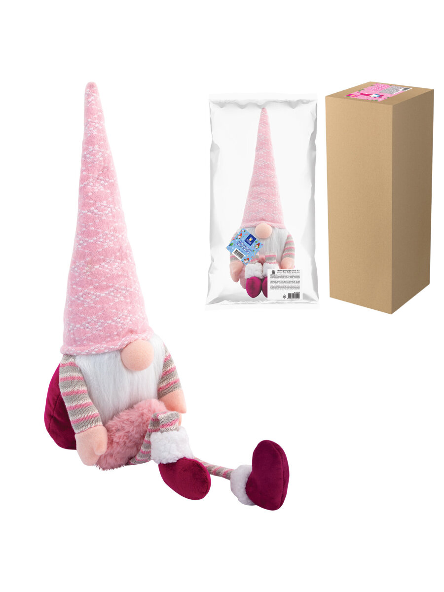 Украшение новогоднее Золотая сказка Гном с сердечком на стол - фото 6