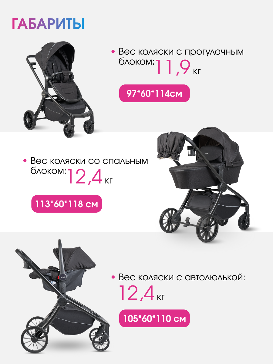 Коляска 3в1 Farfello Baby shell черный - фото 6