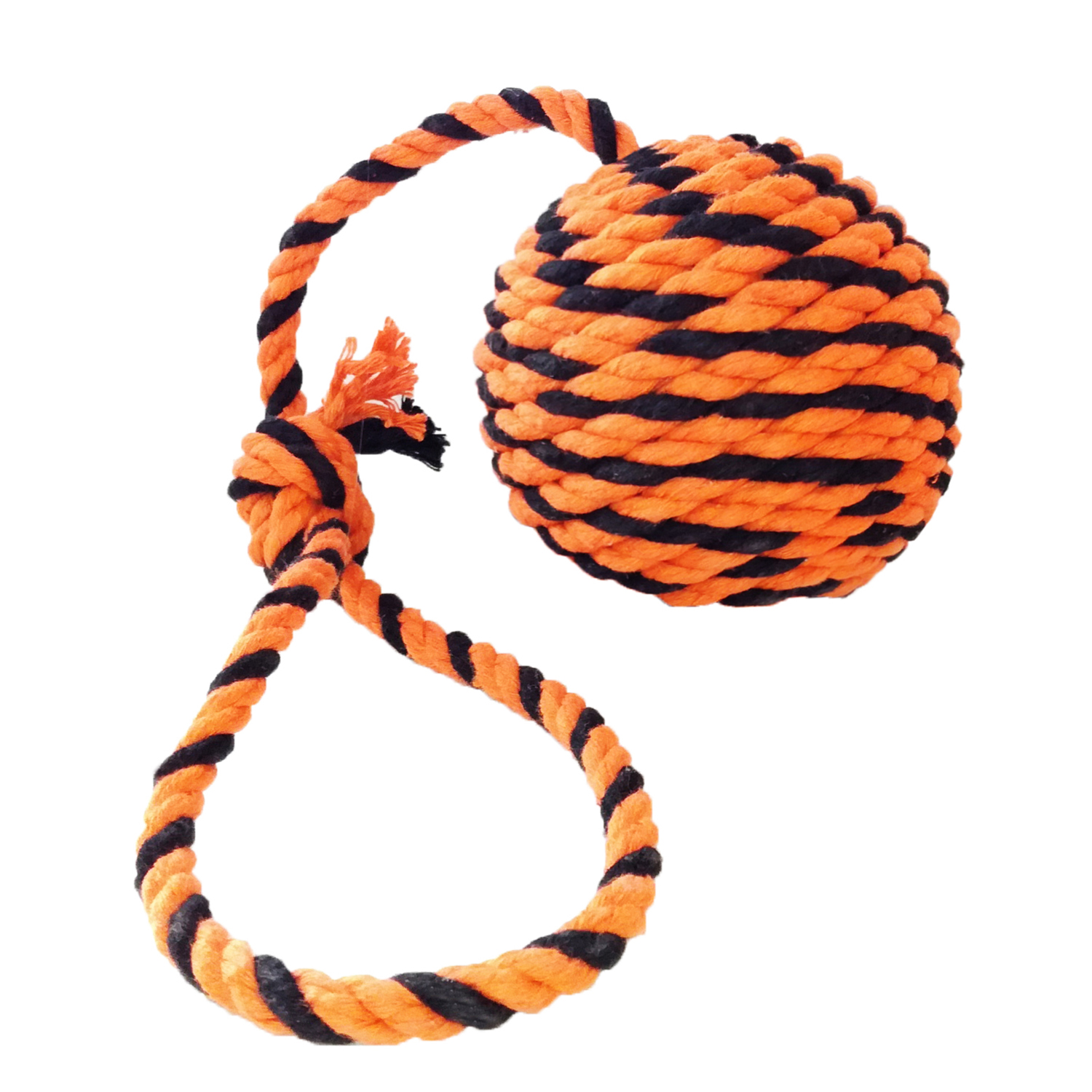 Мяч для собак Doglike Броник большой с ручкой Оранжево-черный D-5327 - фото 1