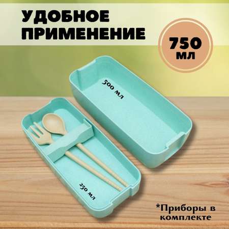 Ланч-бокс iLikeGift Convenient green с приборами