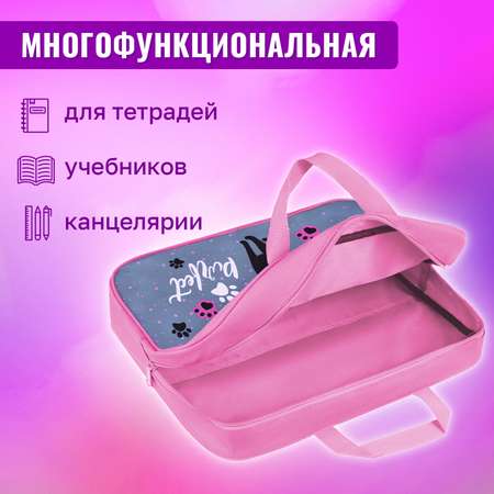 Папка-сумка Brauberg портфель для бумаг с ручками на молнии