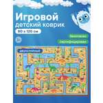 Коврик игровой для детей "Познавайка" 80х120 см VILINA двухслойный Динозавры