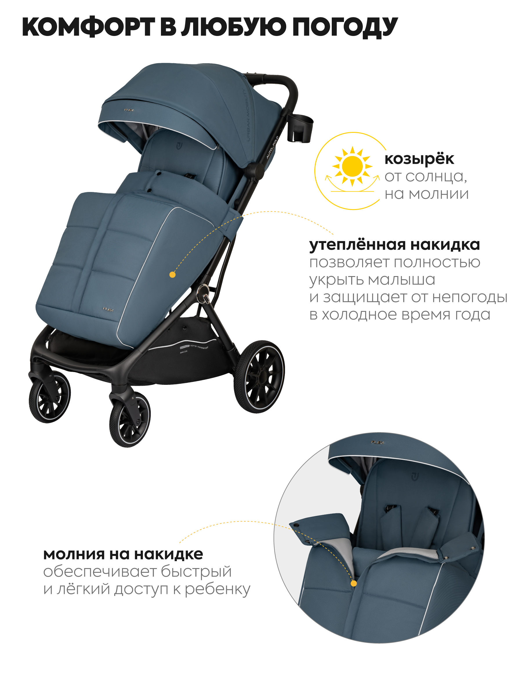 Коляска прогулочная JOVOLA Синий - фото 5