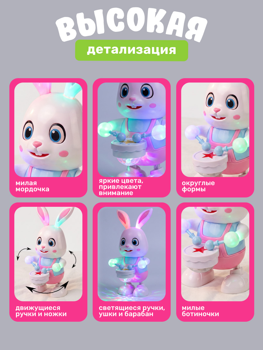 Игрушка TIPTOPOLIS Танцующий зайчик-барабанщик - фото 2