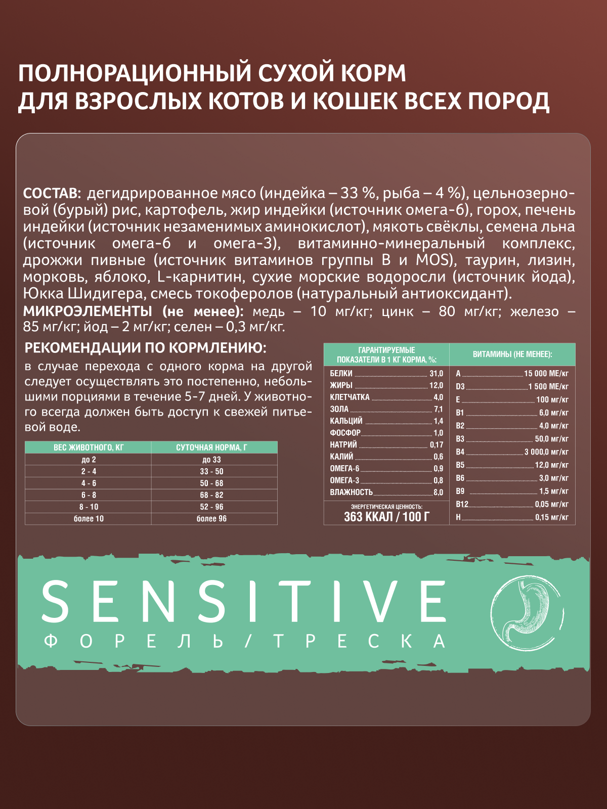 Корм сухой Зоогурман FERMA SENSITIVE Форель, Треска 1,5 кг - фото 3