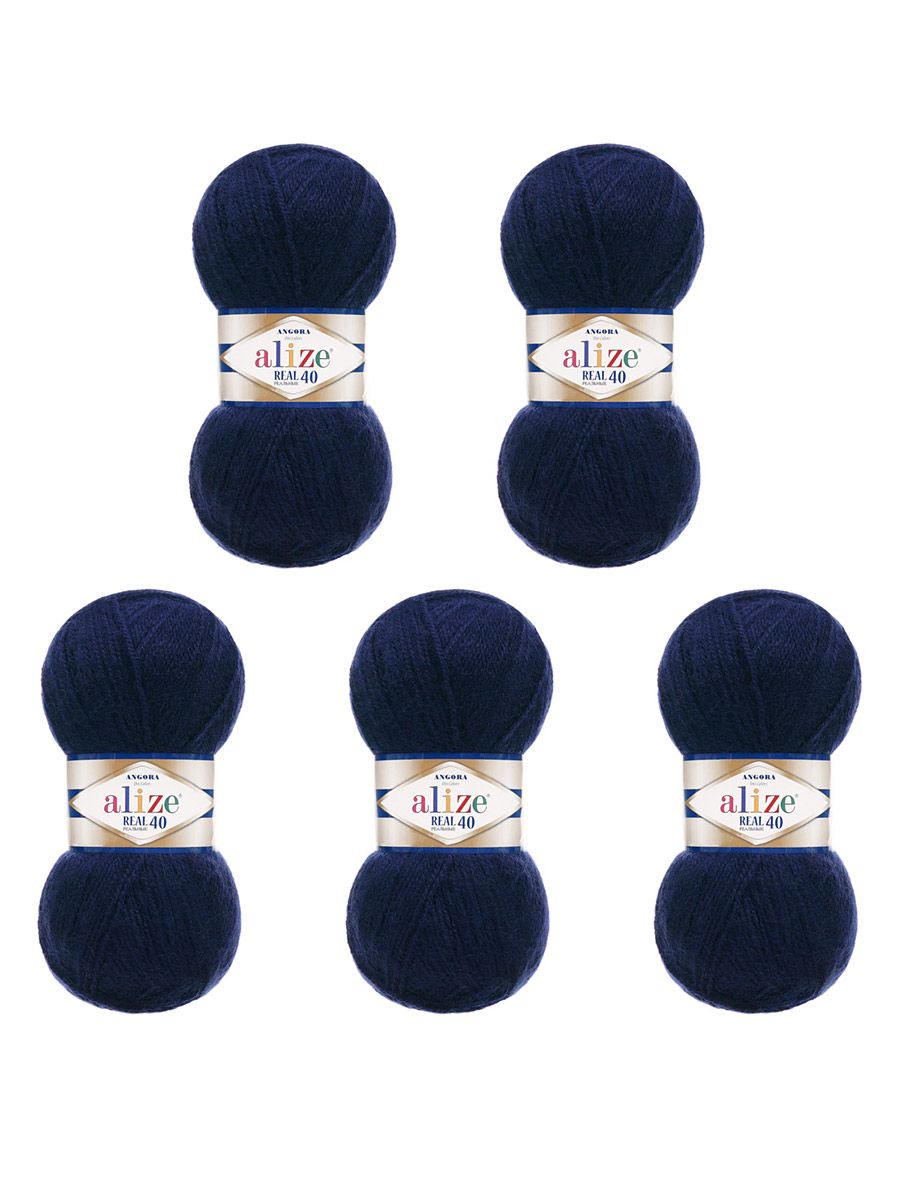Пряжа Alize мягкая для вязания Angora real 40 100 гр 430 м 5 мотков 58 темно-синий - фото 6