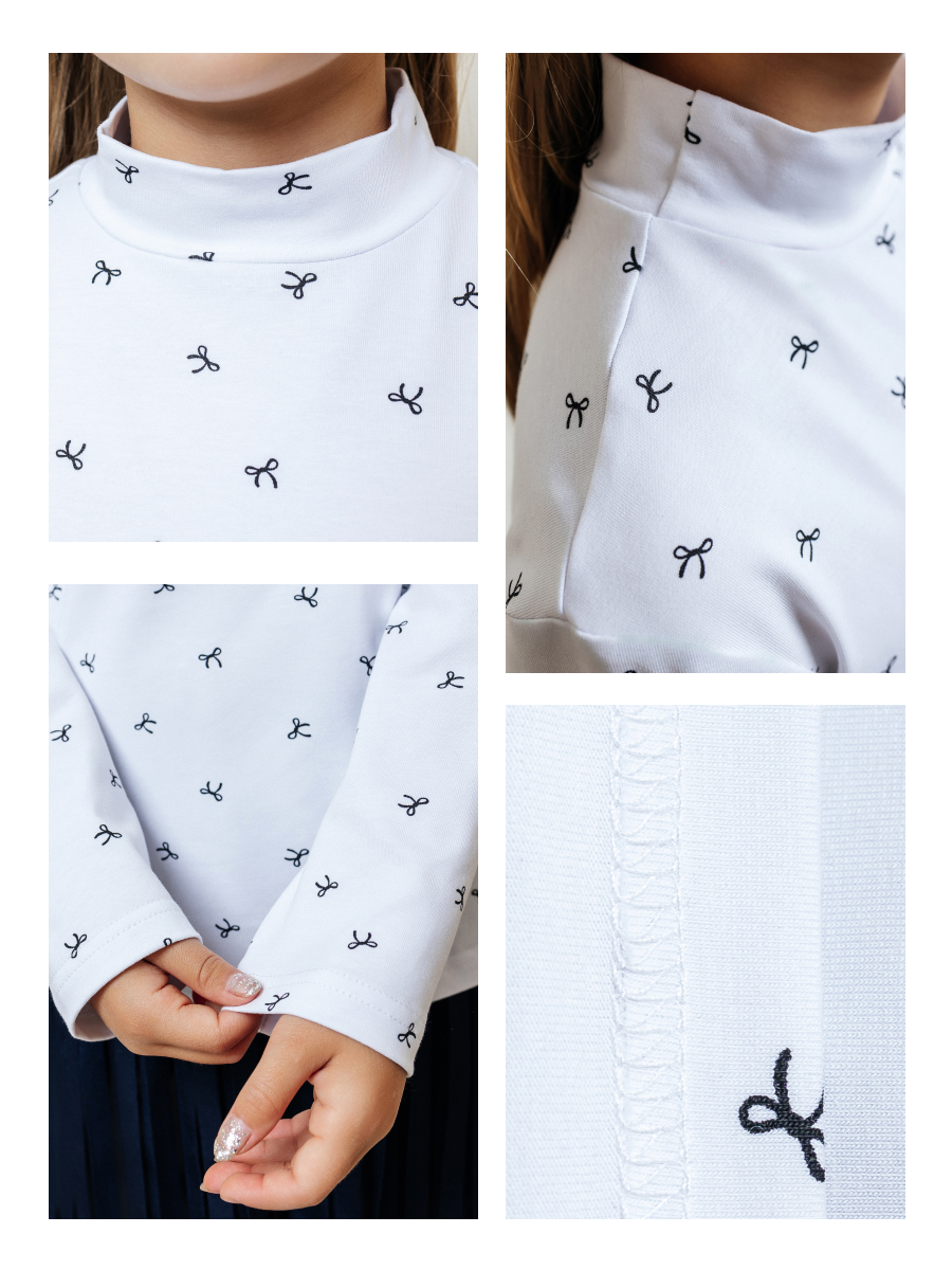 Водолазка Селтекс Ю_ДК68 белый/бантик мини черный - фото 7