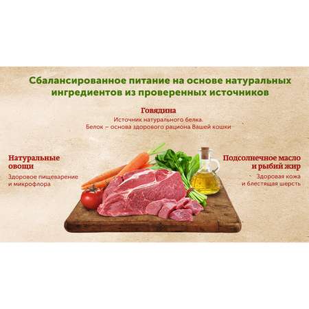 Корм влажный для кошек Natures Table 85г с говядиной в соусе пауч