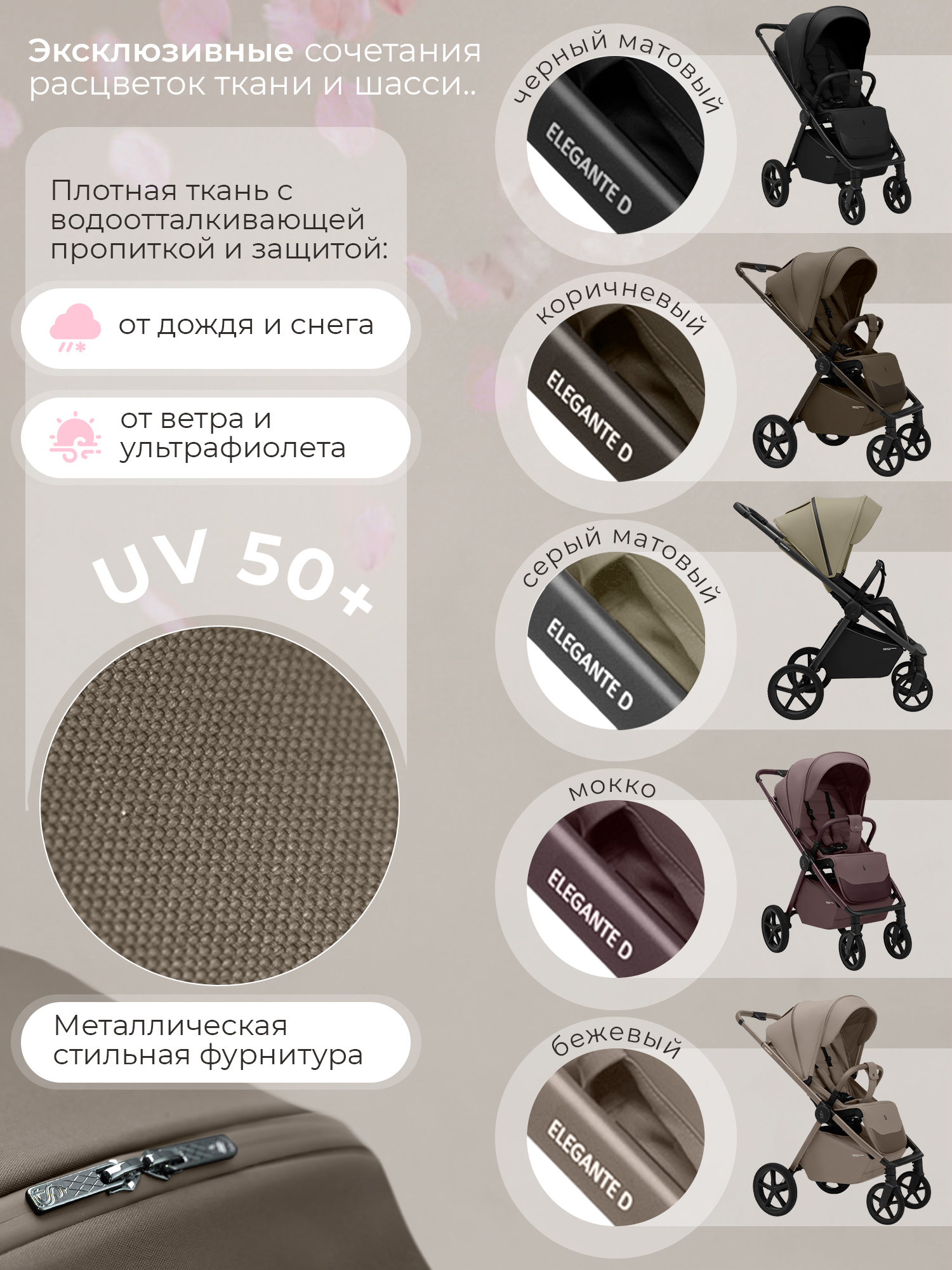Коляска прогулочная Sweet Baby Elegante D Dark Beige бежевый - фото 8