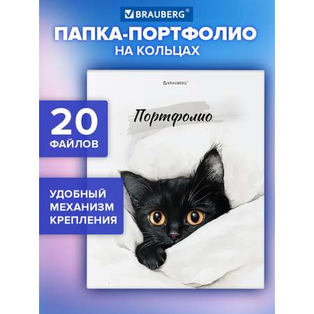 Портфолио школьника Brauberg папка А4 на кольцах 20 файлов для девочки и мальчика