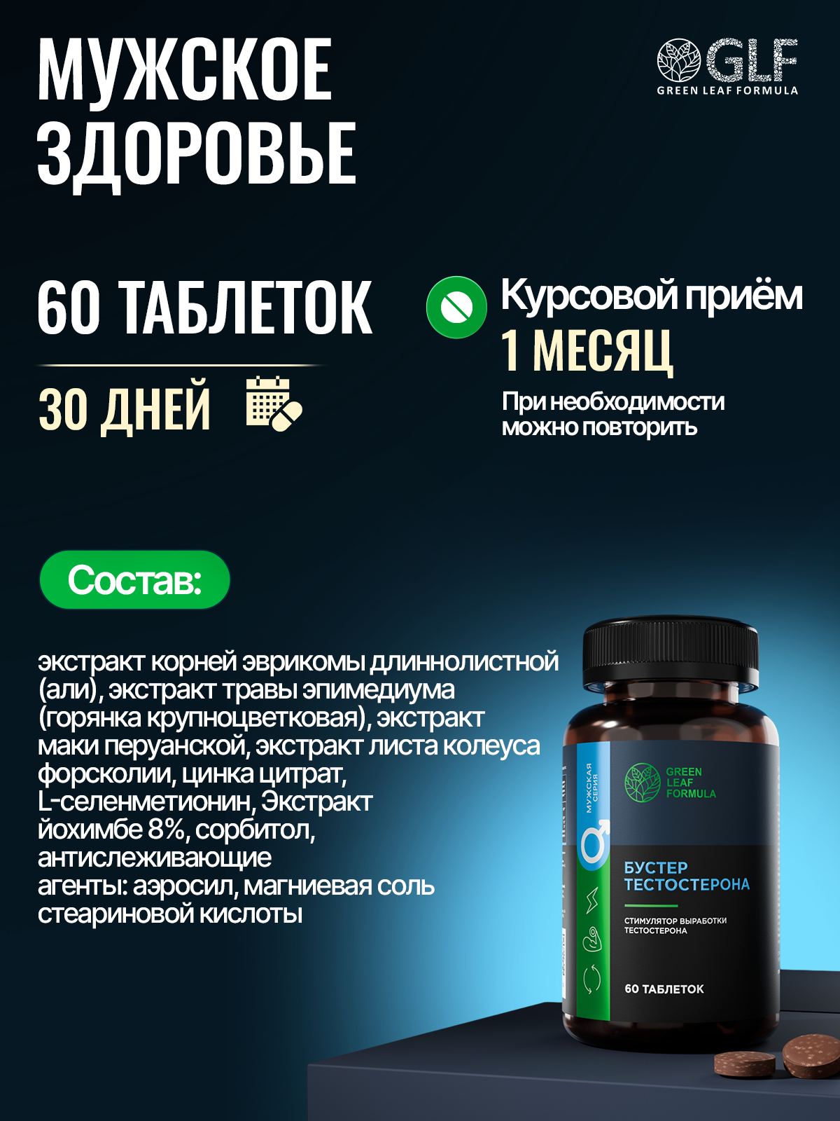 Бустер тестостерона мужская сила Green Leaf Formula бад витамины для мужчин - фото 7