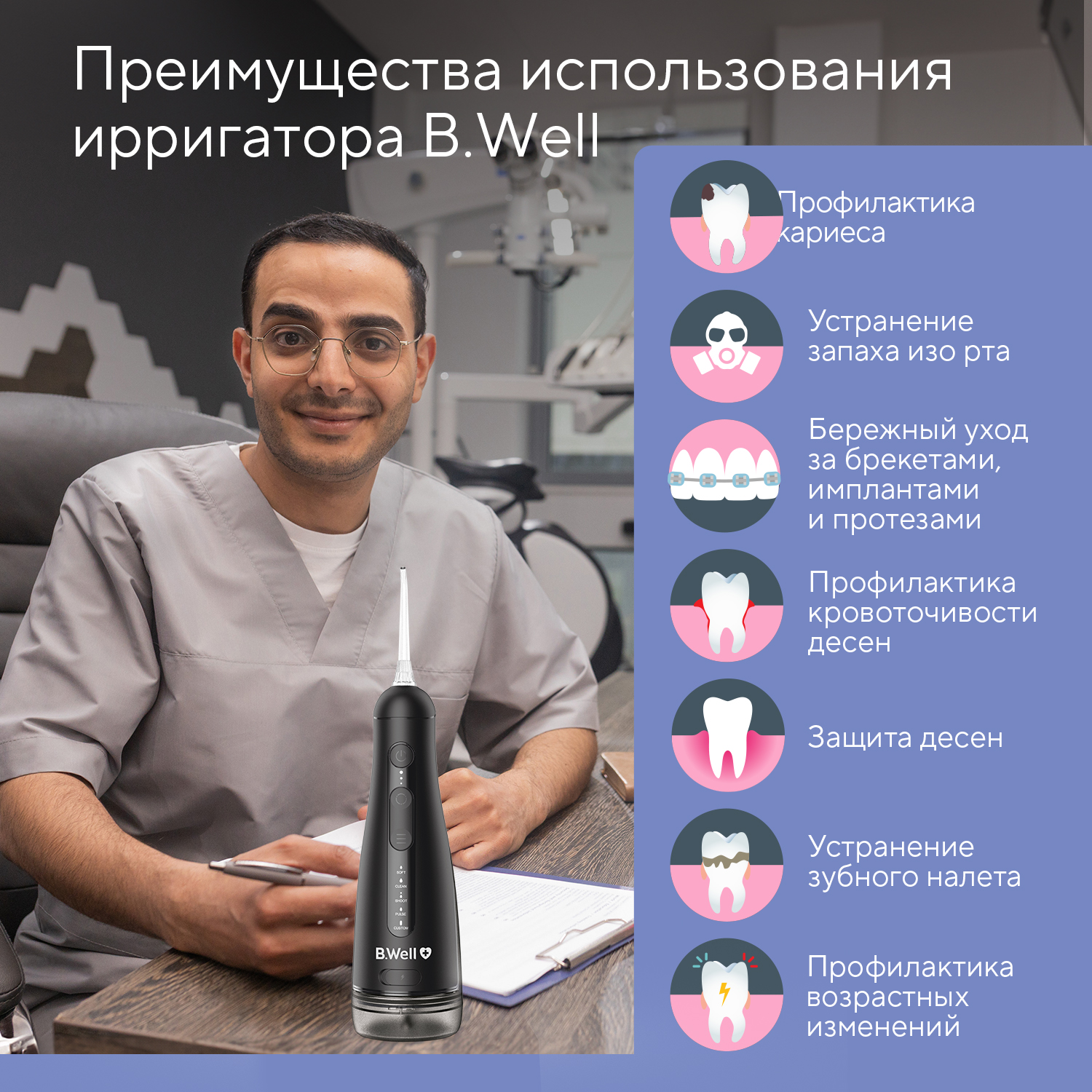 Ирригатор B.Well импульсный 20 реж. - фото 8