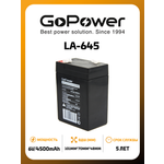 Аккумулятор GoPower свинцово-кислотный GoPower LA-645 6V 4.5Ah клеммы T1/ F1 1/20