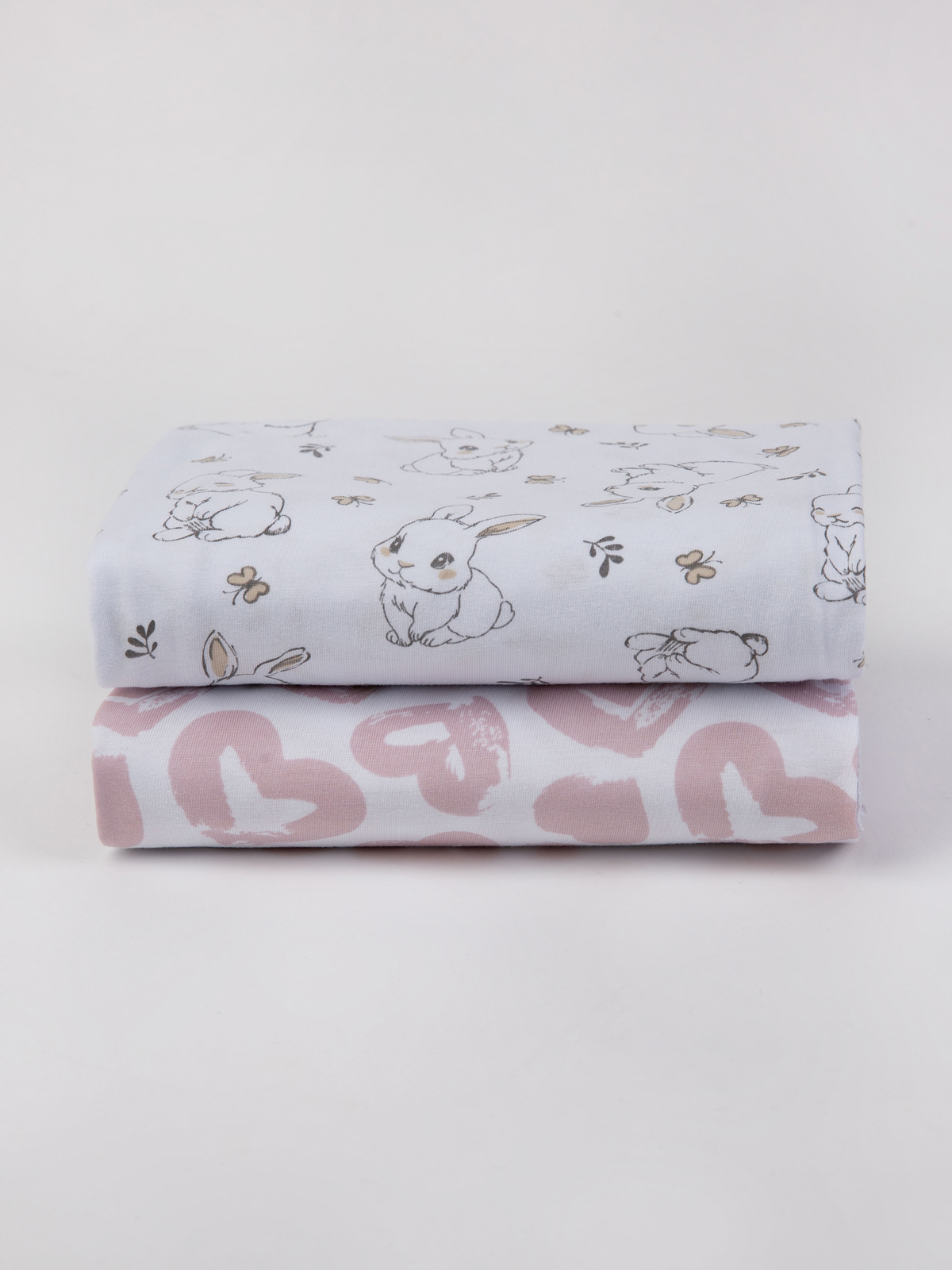 Пелёнка inlovery Зайчики/сердца трикотаж 90х120 см 2 шт. - фото 14