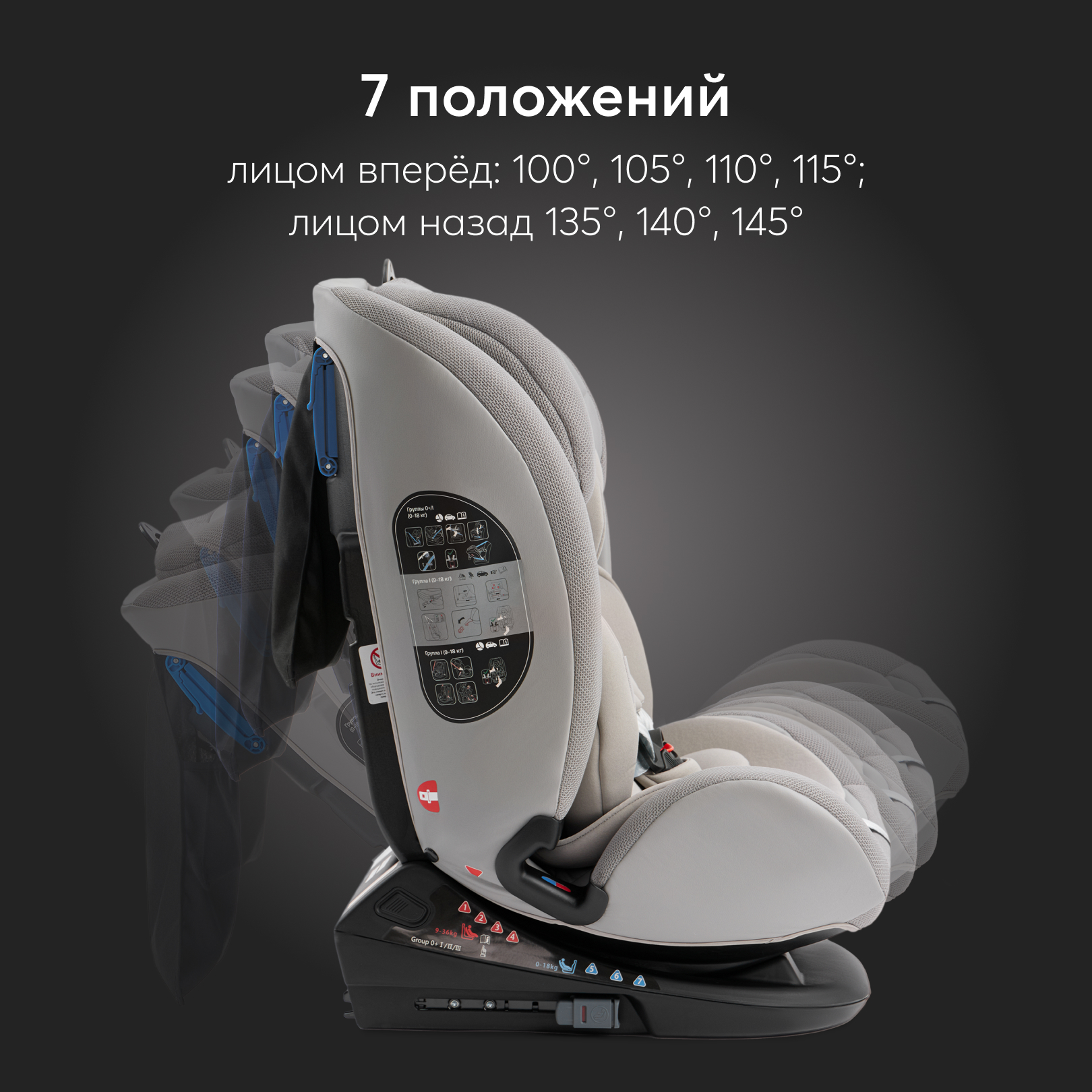 Автокресло Happy Baby Orex Isofix 0+/1/2/3 (0-36 кг) серый - фото 7