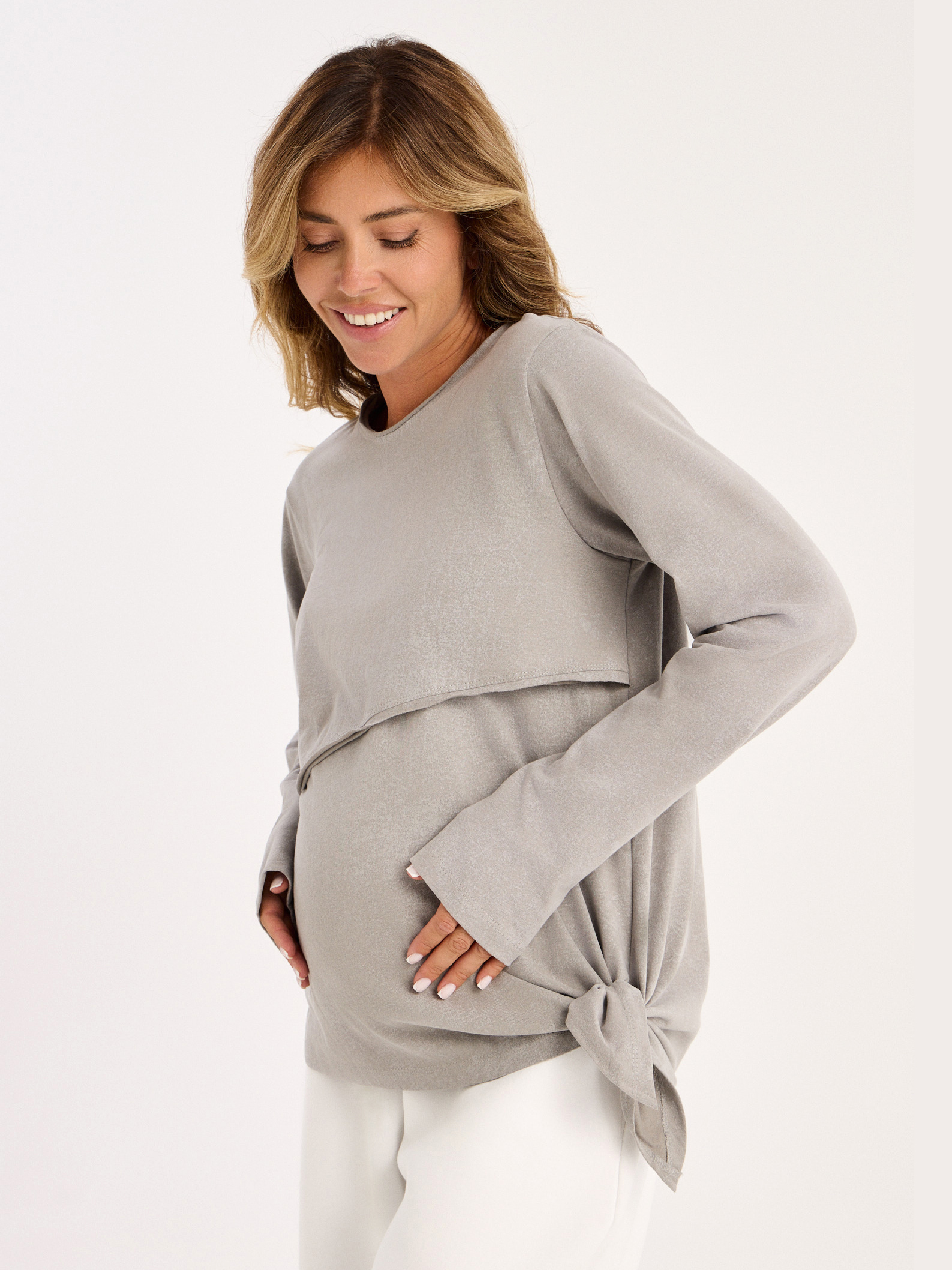 Лонгслив для кормящих варенка Proud Mom ЛОГР-0500-вар_серый - фото 1