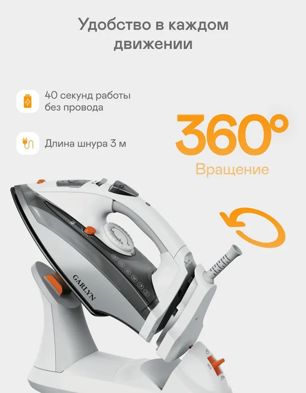 Беспроводной утюг GARLYN GT-240 - фото 10