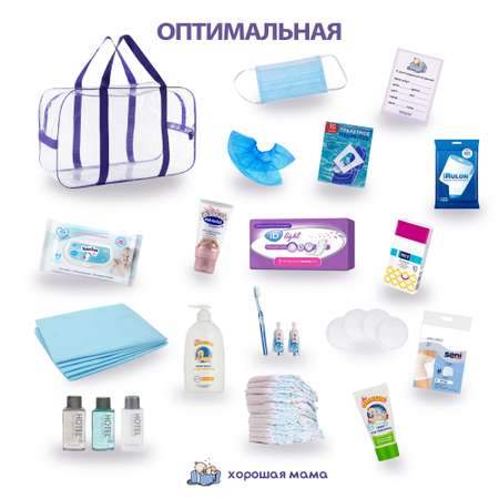 Готовая сумка в роддом Хорошая Мама Оптимальная в большой сумке 26 предметов
