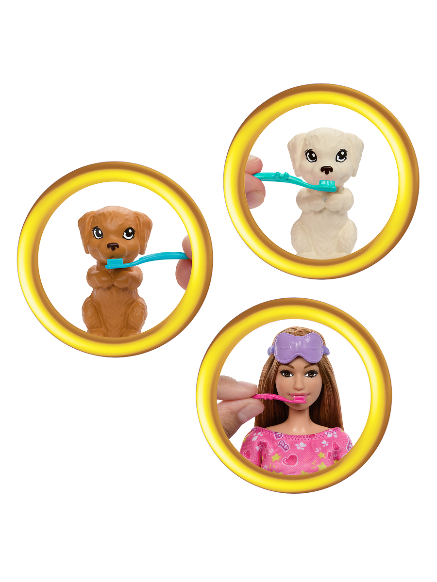 Кукла модельная Barbie Пижамная вечеринка С щенками высота 29 см HXN01 - фото 7