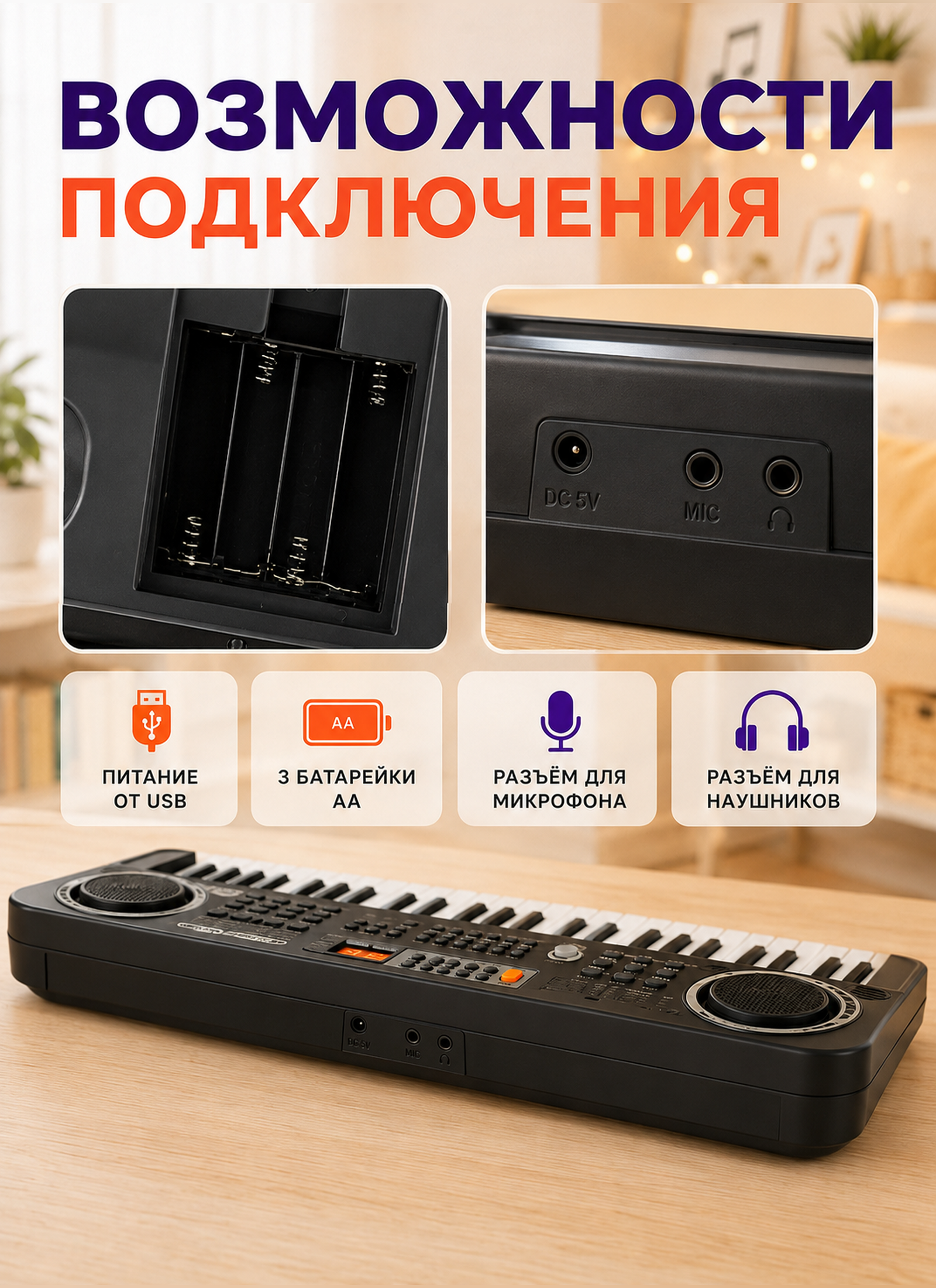 Игрушка музыкальная TrendToys Детский развивающий синтезатор, пианино, микрофон - фото 7