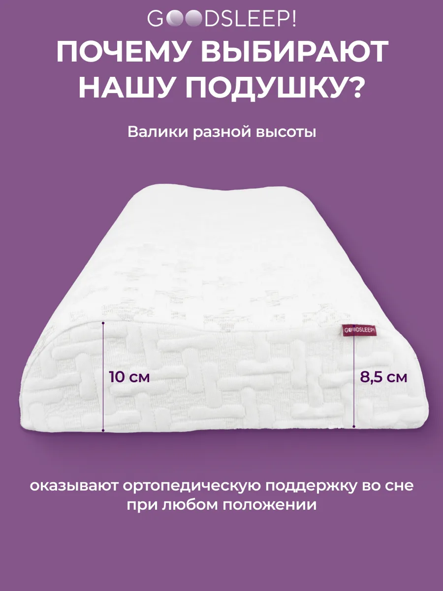 Ортопедическая подушка Goodsleep! Wave Compact с эффектом памяти под голову - фото 5