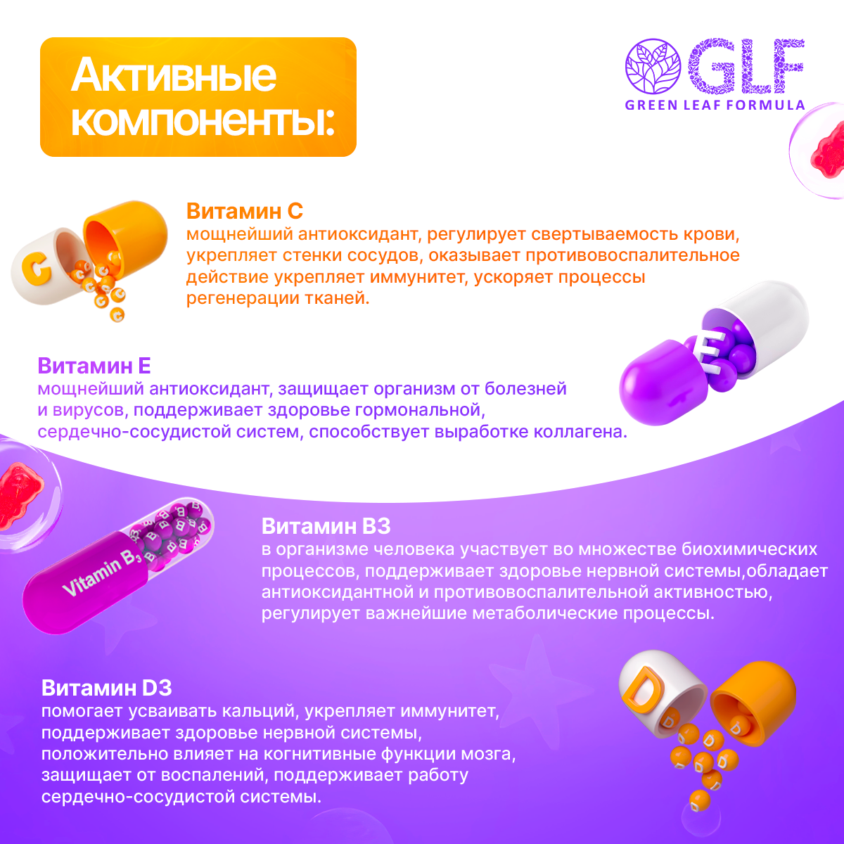 Мультивитамины Green Leaf Formula мармеладки мишки ягодный микс - фото 3