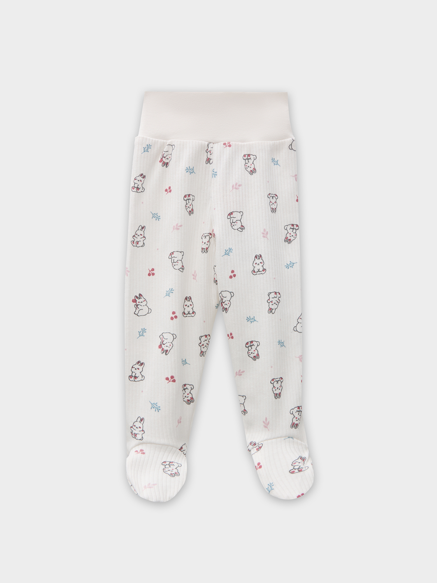 Ползунки 3 шт Mark Formelle (Марк Формэль) 85117-3/зайчики на зв.белом +цветочные еноты на п.роз +дымч.роза - фото 2