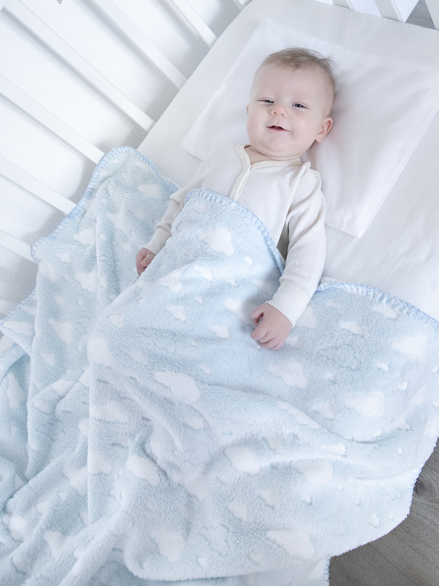 Плед Baby Nice облака голубой велсофт 75 x 100 см - фото 8