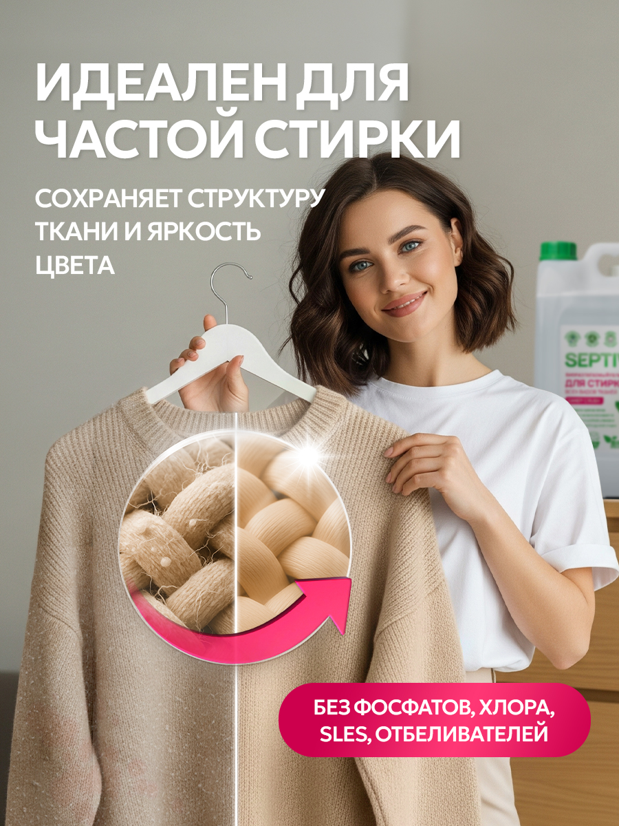 Гель для стирки SEPTIVIT всех видов тканей Candy Crush 5 л - фото 3