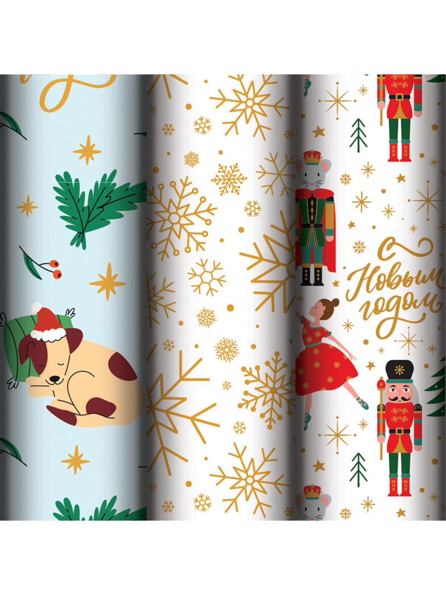 Упаковочная бумага Золотая сказка для новогодних подарков в рулоне 70х100 см набор 3 штуки - фото 5