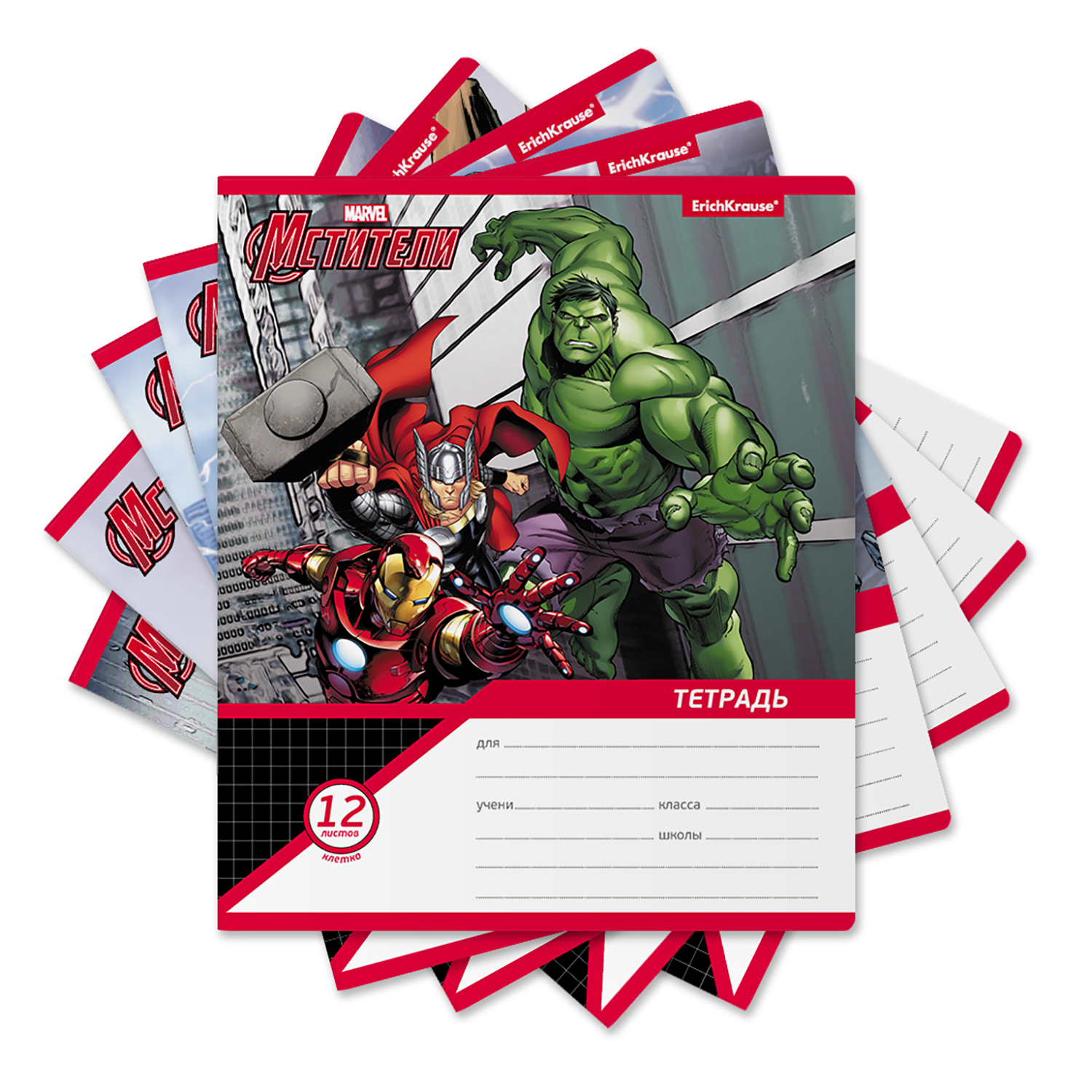 Тетрадь Marvel клетка 12 лист. в ассортименте - фото 2