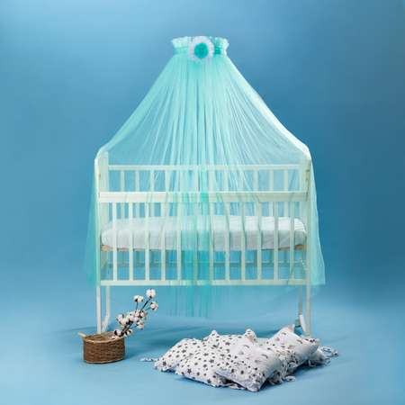 Набор для кроватки BABY STYLE балдахин зеленый цветок и кронштейн