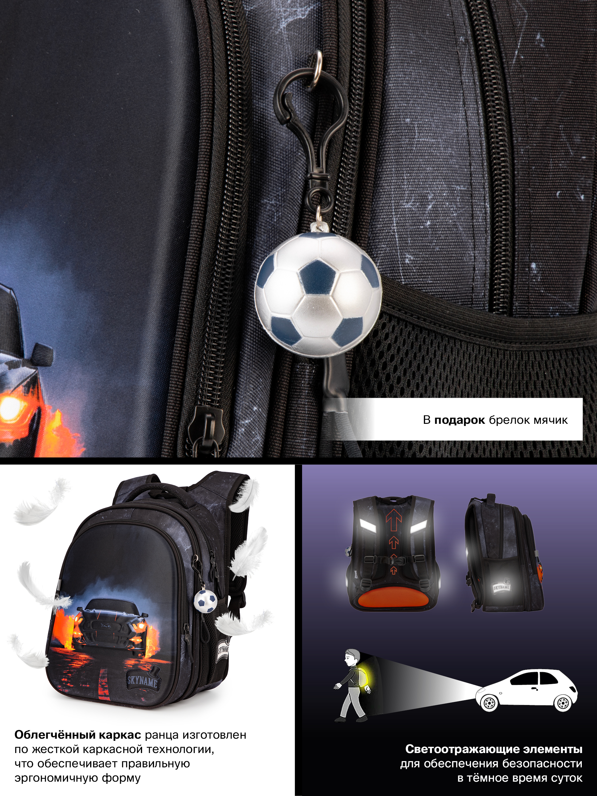 Рюкзак SkyName 1-4 класс, набор 5 в 1 - фото 16