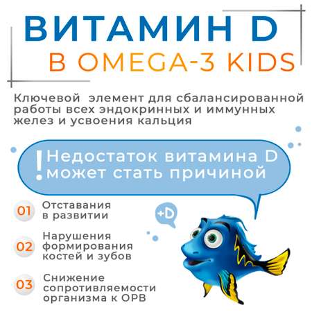 Концентрат OMEGA 3 для детей WELLMED Детский рыбий жир с витамином Д 200 капсул 3+