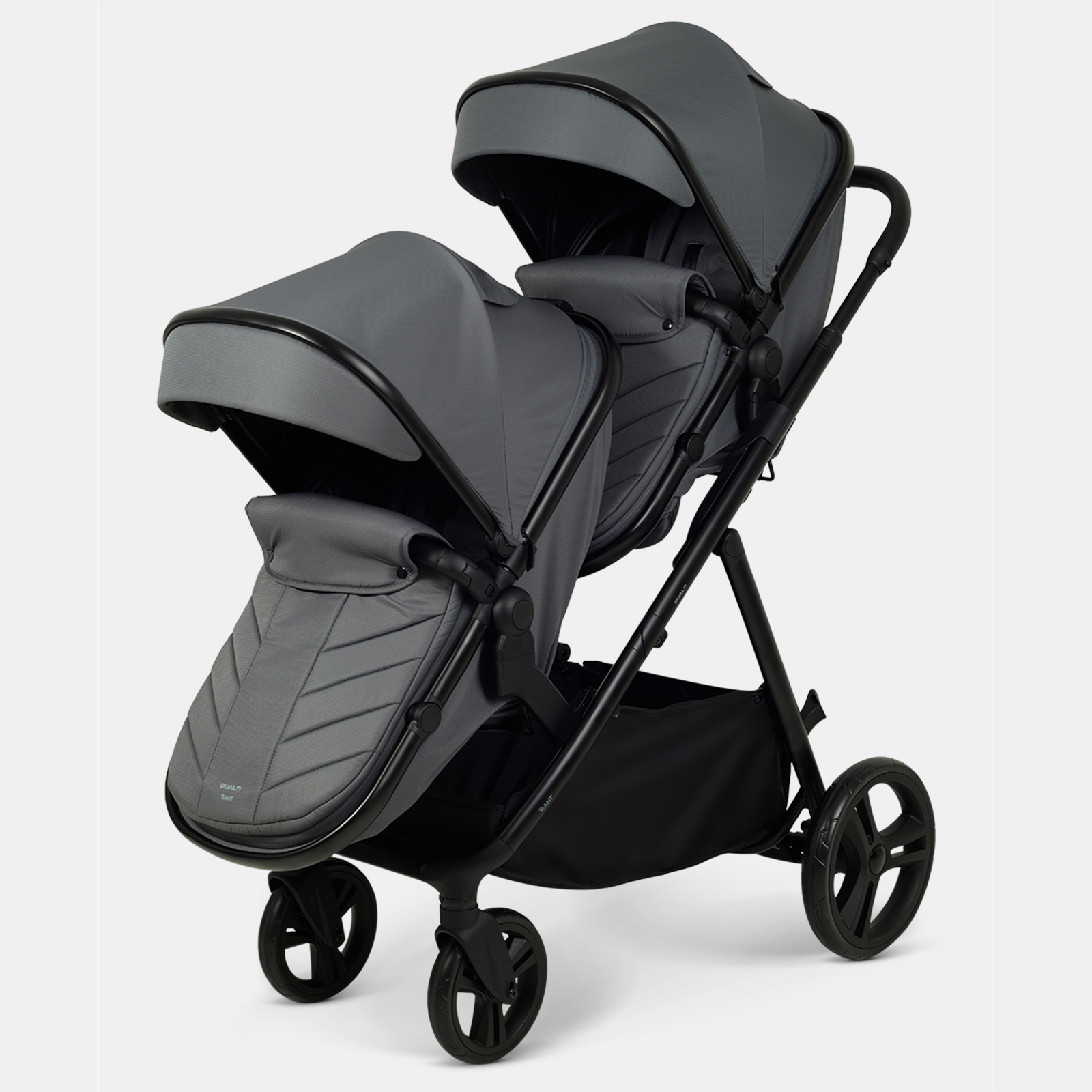 Коляска 2в1 для двойни Rant Basic Dualo серый - фото 3