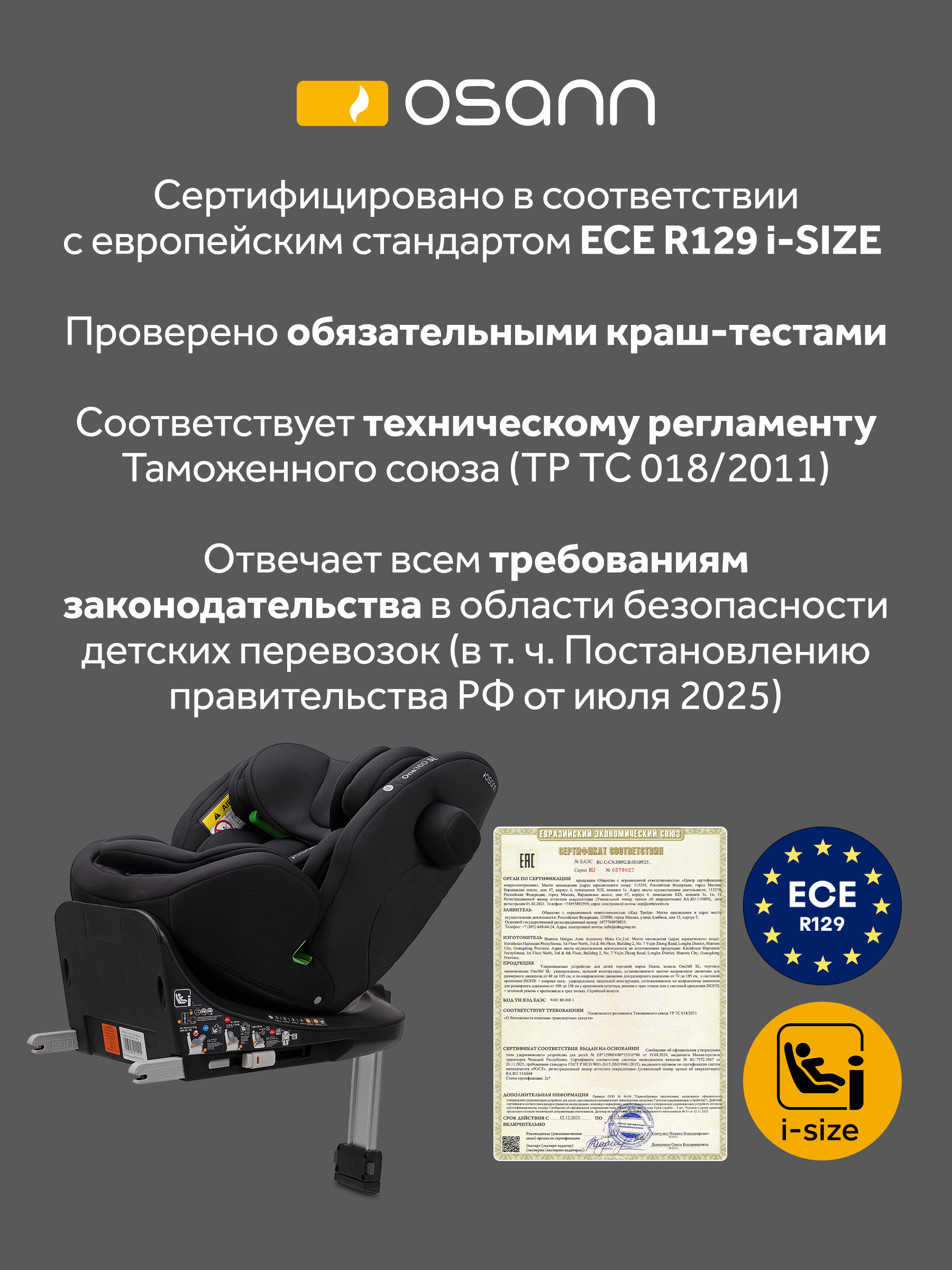 Автокресло Osann One 360 Carbon 0-36 кг Isofix 0+/1/2/3 (0-36 кг) черный - фото 15