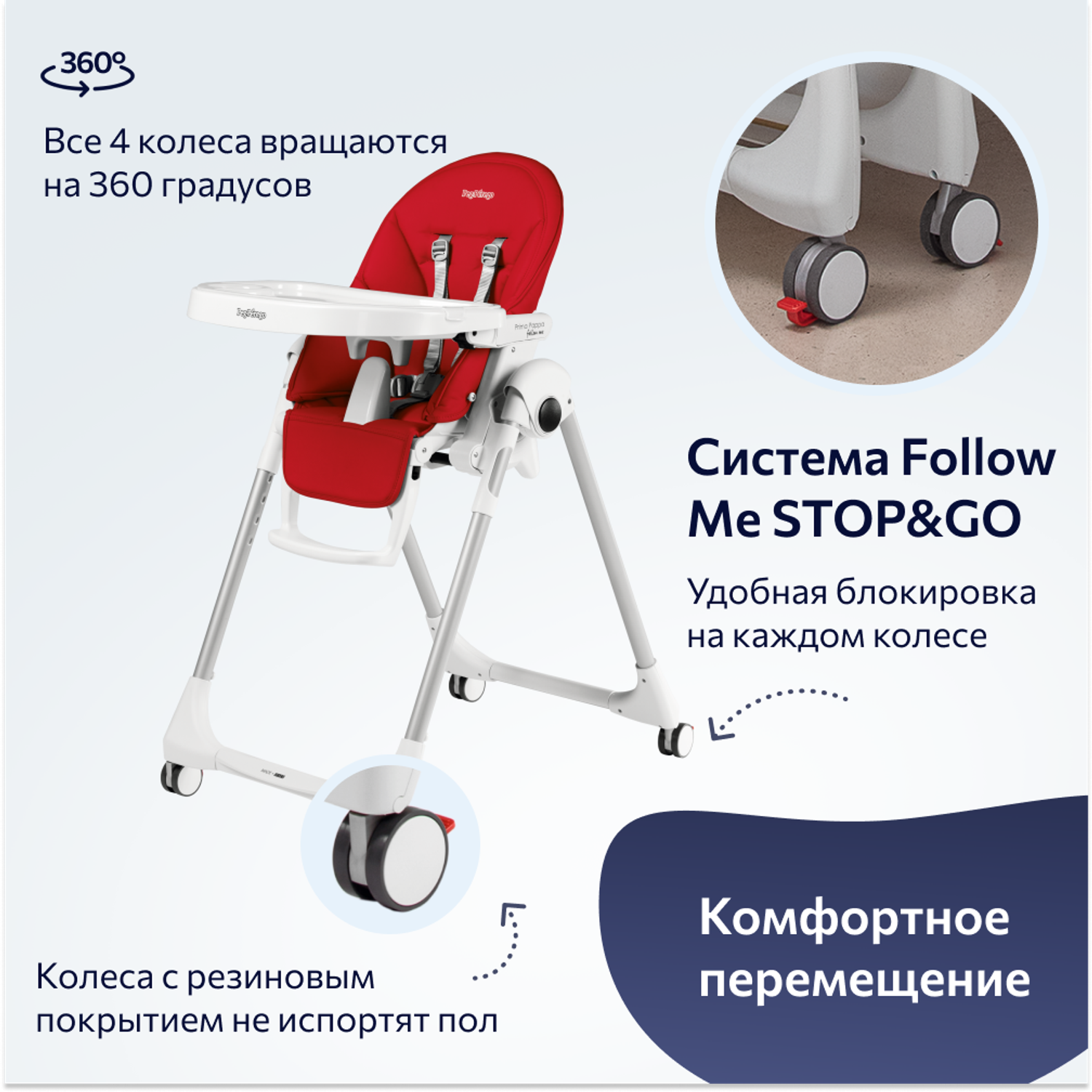 Стульчик для кормления Peg-Perego Prima Pappa Follow Me классический - фото 7