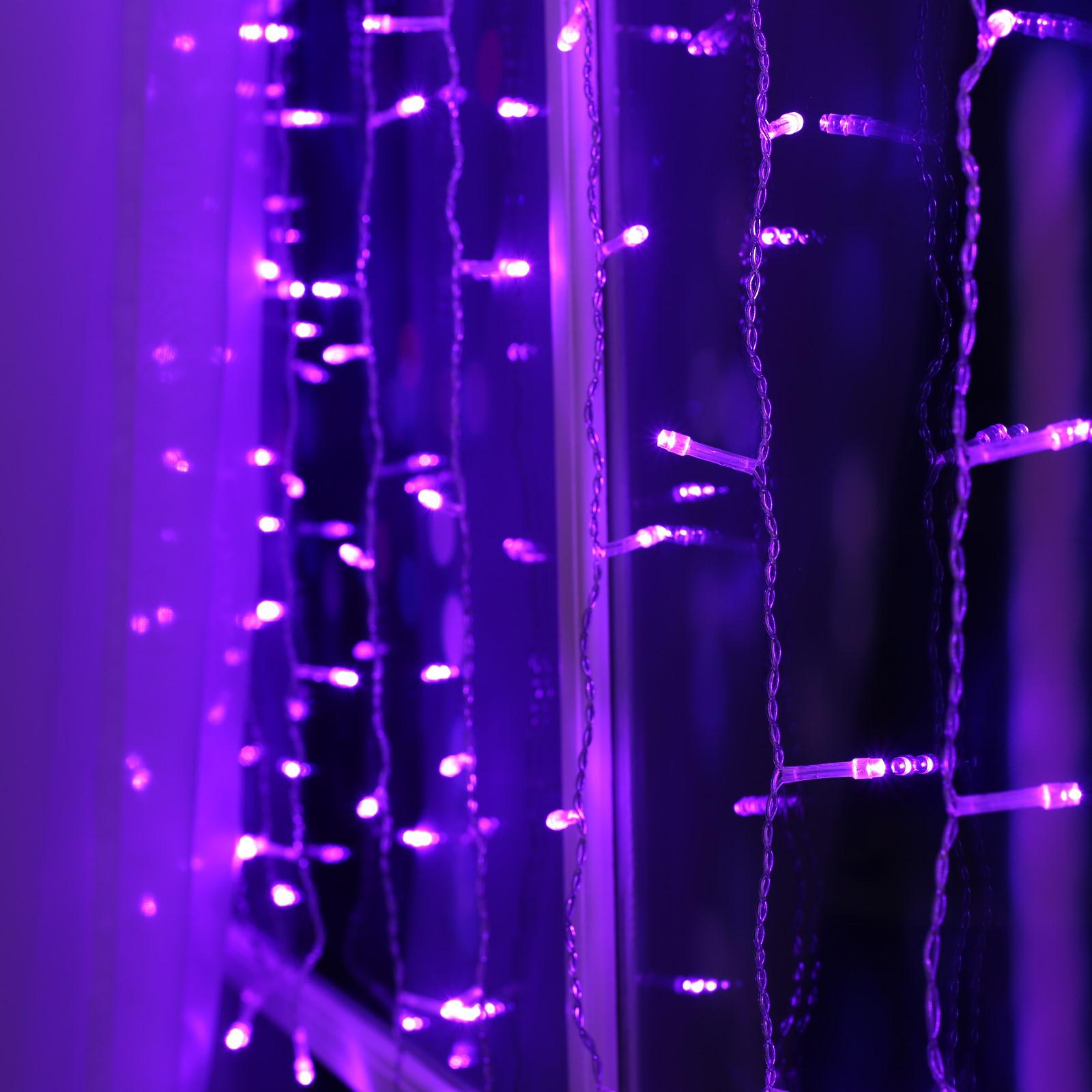Гирлянда Luazon «Занавес» 1.5 × 1 м IP20 прозрачная нить 180 LED свечение фиолетовое 8 режимов 220 В - фото 3