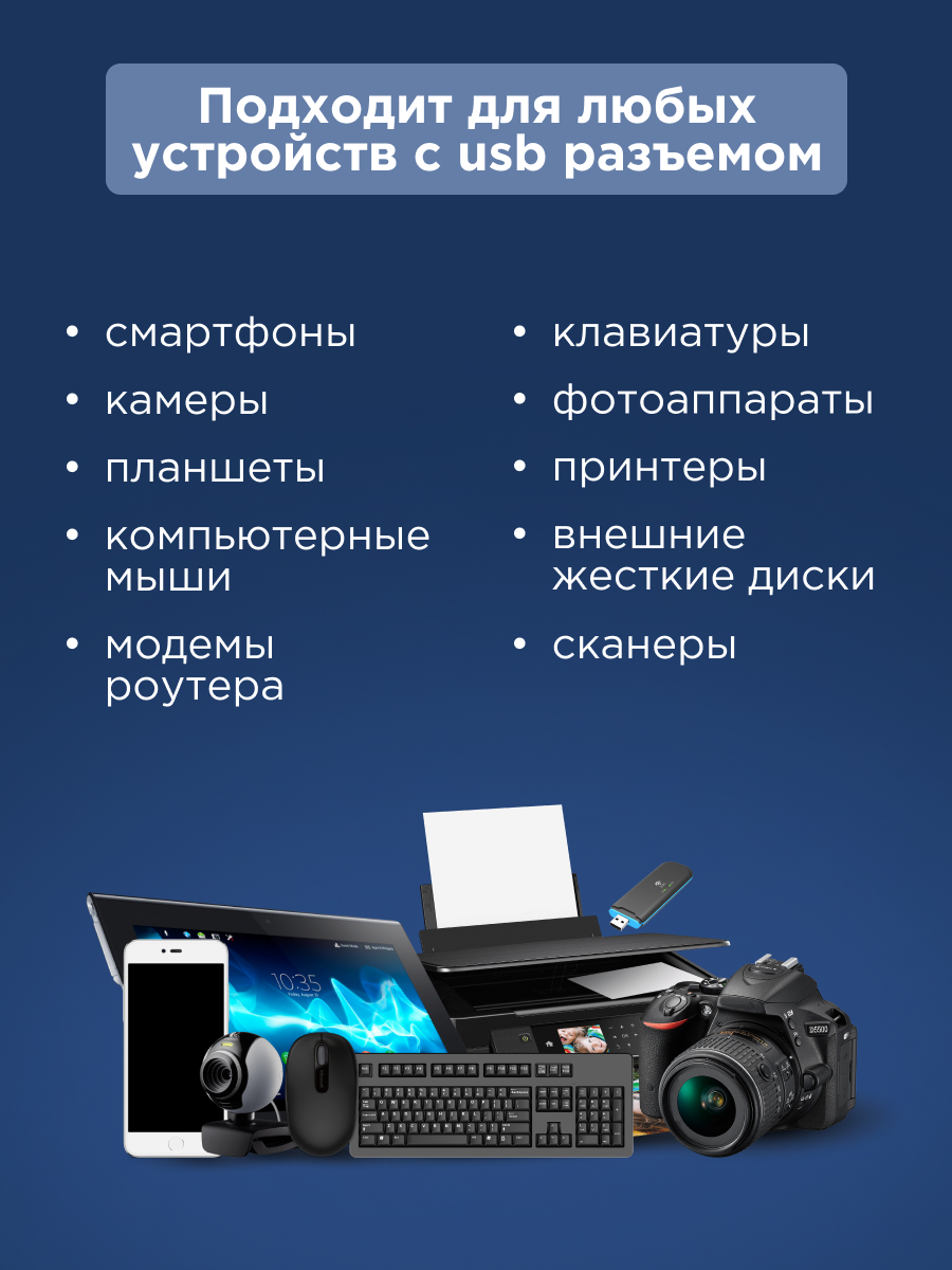 Разветвитель REXANT USB на 3 порта с картридером черный - фото 4