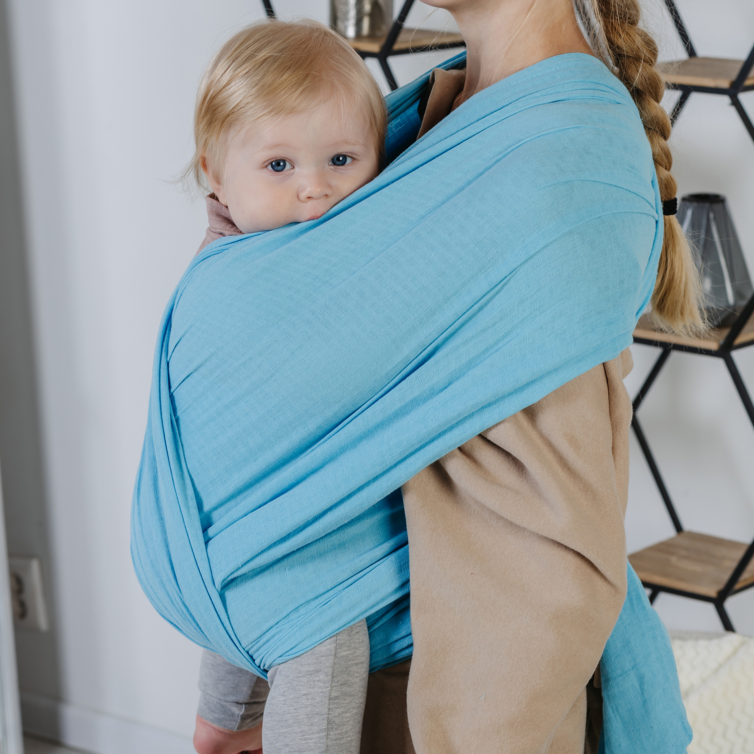 Слинг-шарф inlovery «Муслин» хлопок голубой - фото 8