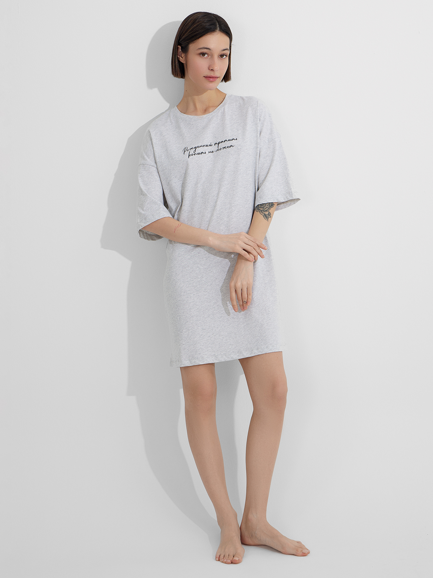 Сорочка ночная Mark Formelle (Марк Формэль) 512079/серый меланж 4306-А +печать2(3) - фото 4