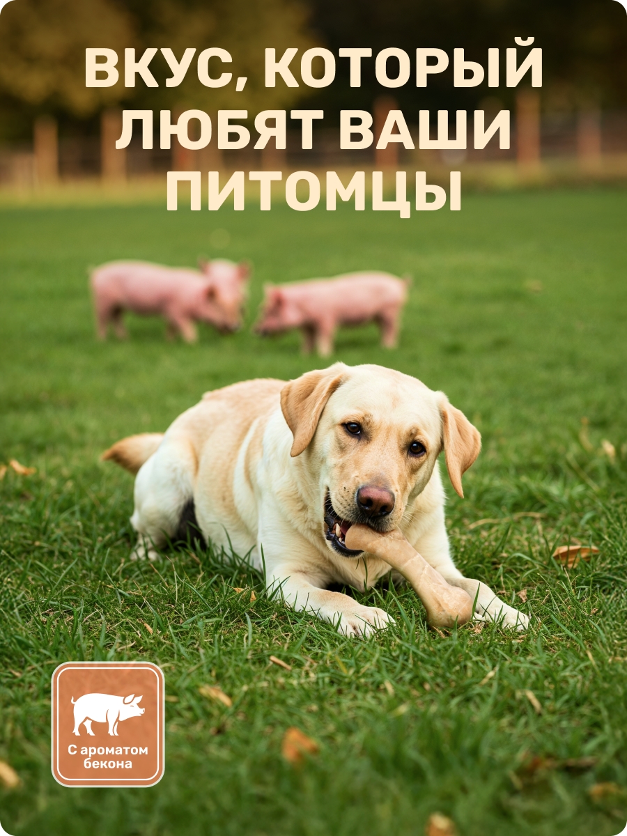 Игрушка для собак Четыре питомца Кость со вкусом бекона для средних и крупных пород - фото 8