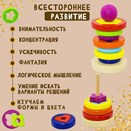 Пирамидка детская деревянная Алатойс Сортер Монтессори