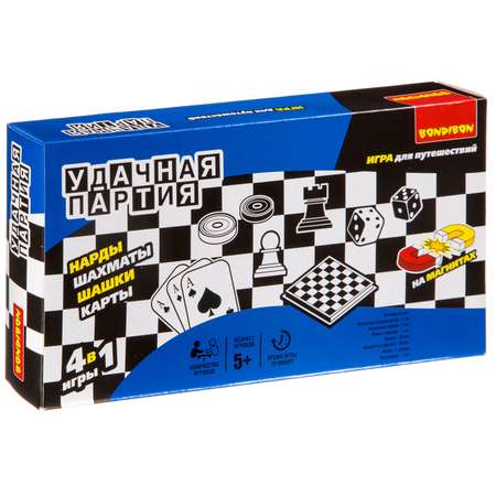Настольная игра Bondibon Шашки шахматы нарды карты