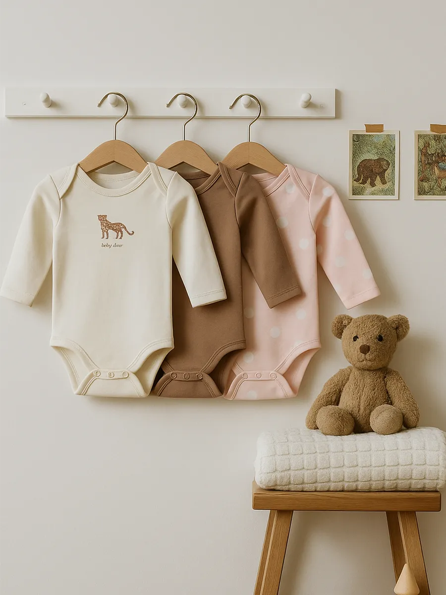 Боди 3 шт Mark Formelle (Марк Формэль) 13016-1-3/горохи на св.розовом +молочный +имбирный - фото 1