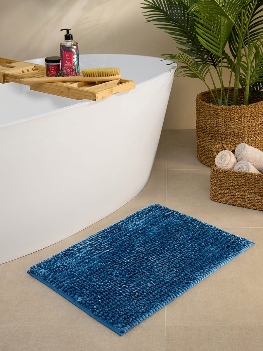 Коврик для ванной Arya Home Collection противоскользящий 50x70 Senfoni Синий - фото 2