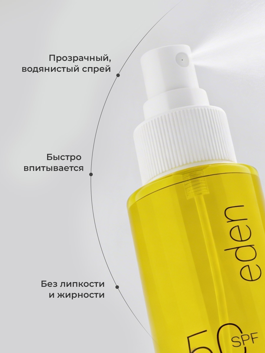 Cолнцезащитный спрей EDEN Sun Series для лица волос и тела SPF 50 100мл - фото 5