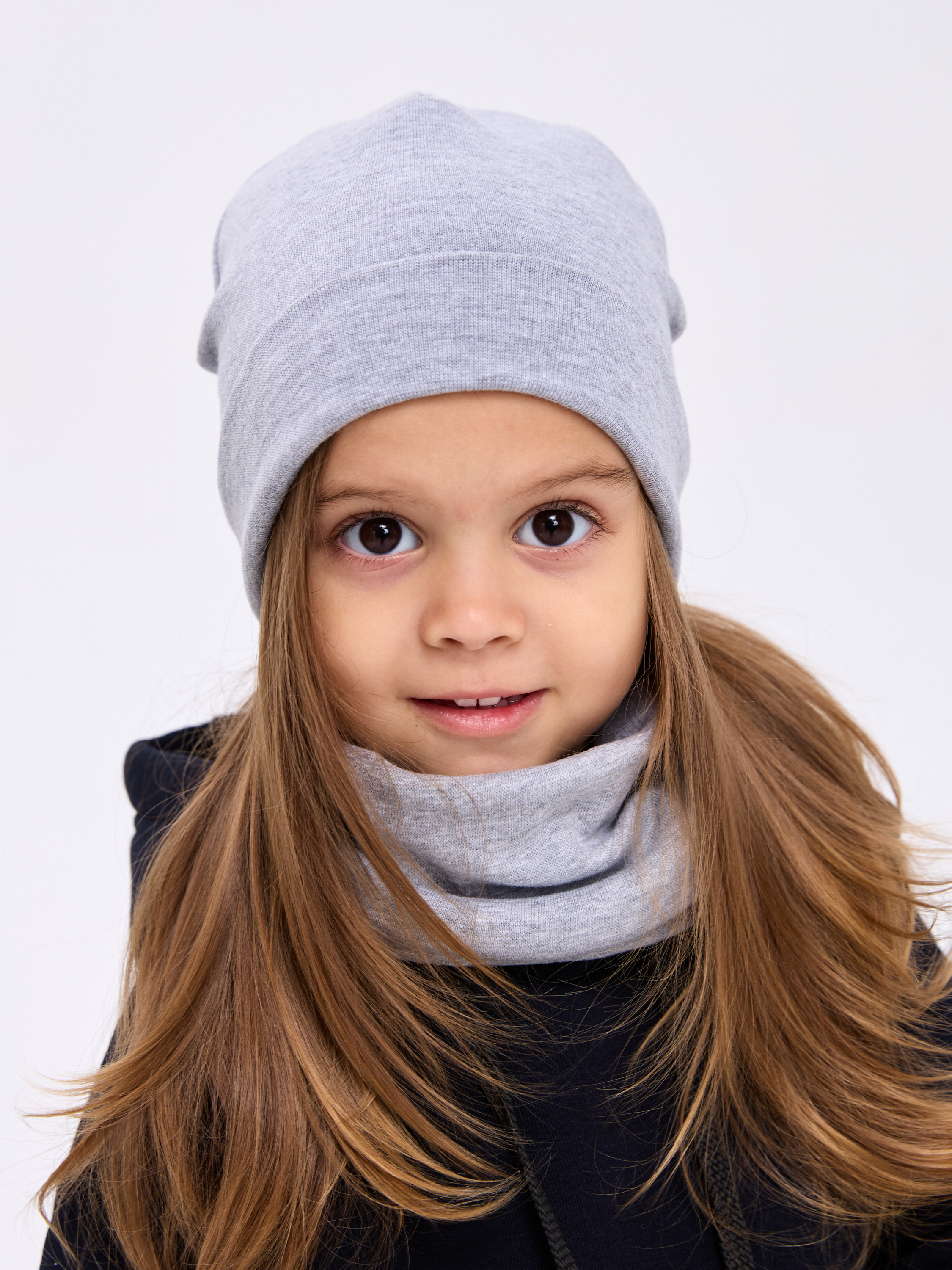 Шапка и снуд Лапушка 0256р сер. меланж - фото 1