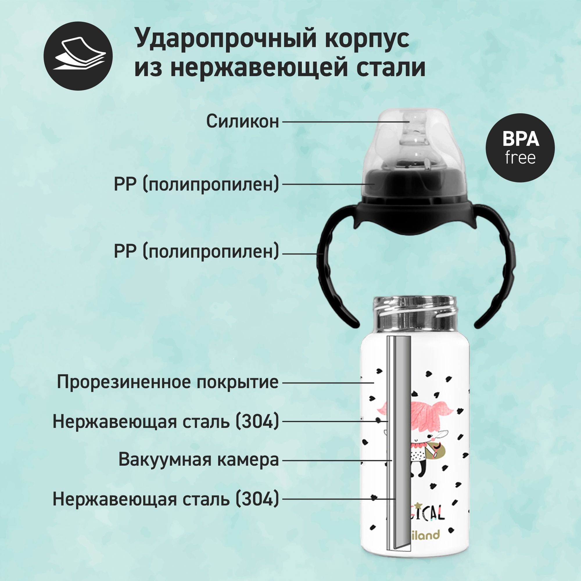 Термопоильник Miniland с соской и ручками Thermobaby Magical 240 мл - фото 5